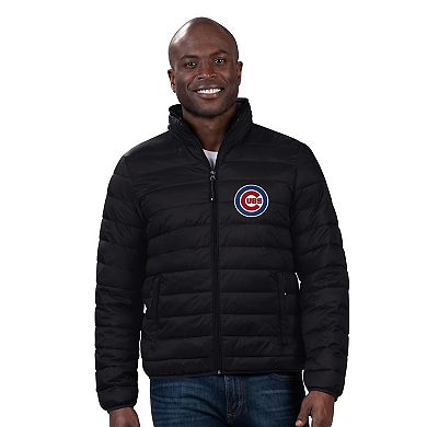 Men's G-III Sports by Carl Banks Black Chicago Cubs Packable Neck Pillow Full-Zip Puffer Jacket