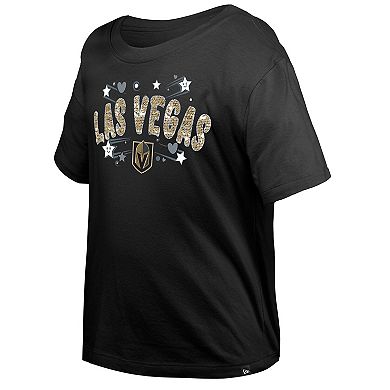 Girl's Youth New Era Black Vegas Golden Knights Flip Sequin T-Shirt