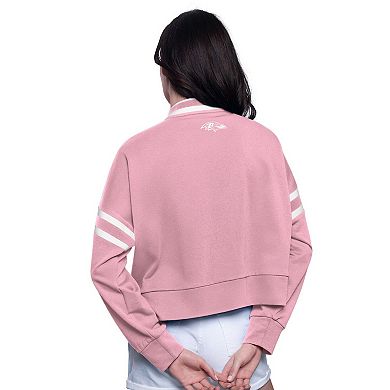 Women's Starter Pink Baltimore Ravens Power Play Cropped Pullover Sweatshirt