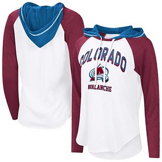 Women's G-III 4Her by Carl Banks White Colorado Avalanche VIP Raglan Long Sleeve Hoodie T-Shirt