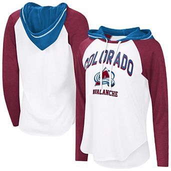 Women's G-III 4Her by Carl Banks White Colorado Avalanche VIP Raglan Long Sleeve Hoodie T-Shirt