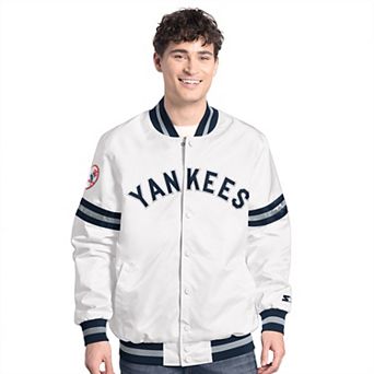 Men's Starter White New York Yankees Cooperstown Scout Full-Snap Varsity Jacket
