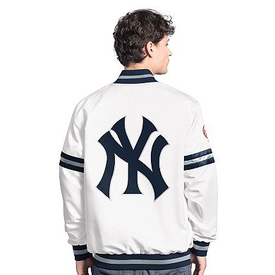 Men's Starter White New York Yankees Cooperstown Scout Full-Snap Varsity Jacket