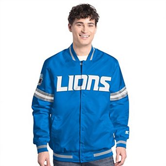 Men's Starter Blue Detroit Lions Scout Full-Snap Varsity Jacket