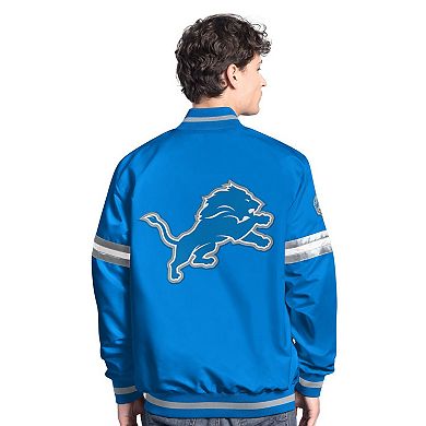 Men's Starter Blue Detroit Lions Scout Full-Snap Varsity Jacket
