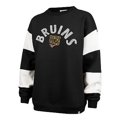 Women's '47 Black Boston Bruins Eephus Barred Pullover Sweatshirt