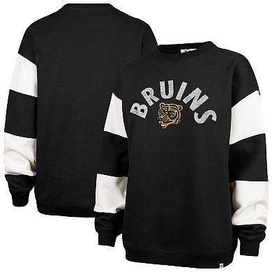 Women's '47 Black Boston Bruins Eephus Barred Pullover Sweatshirt