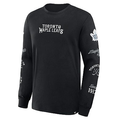 Men's Fanatics Black Toronto Maple Leafs Boxed In Legacy Long Sleeve T-Shirt