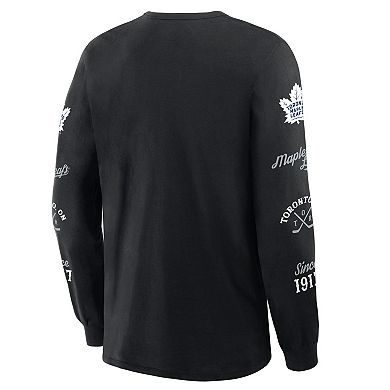 Men's Fanatics Black Toronto Maple Leafs Boxed In Legacy Long Sleeve T-Shirt