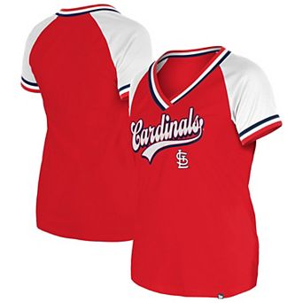Women's New Era Red St. Louis Cardinals Gameday Raglan V-Neck T-Shirt