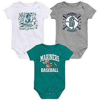 Infant Teal Seattle Mariners Batter Up 3-Pack Bodysuit Set