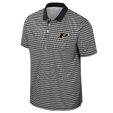 Men's Colosseum Black Purdue Boilermakers Striped Polo