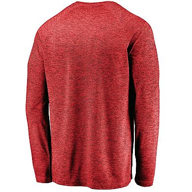 Men's Fanatics Athletic Red Washington Capitals Iconic Striated Breezer Raglan Long Sleeve T-Shirt