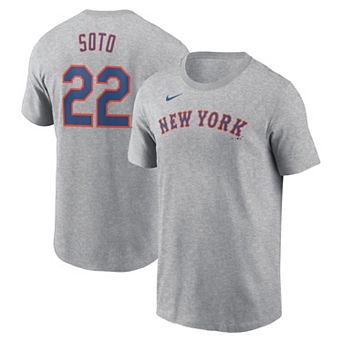 Men's Nike Juan Soto Heather Gray New York Mets Fuse Name & Number T-Shirt