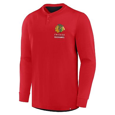 Men's Fanatics Red Chicago Blackhawks Adrenaline Push Long Sleeve Henley Shirt