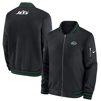 Men's Nike Black New York Jets Coaches Full-Zip Bomber Jacket