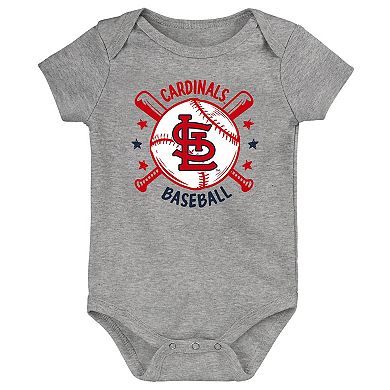 Infant Navy St. Louis Cardinals Batter Up 3-Pack Bodysuit Set