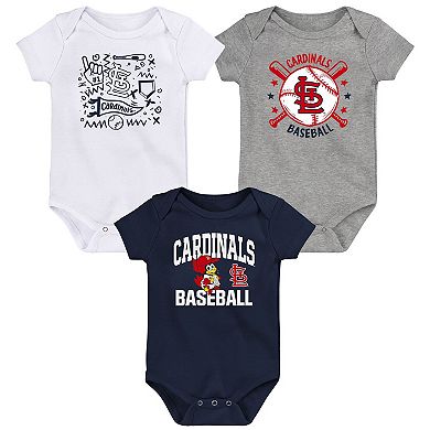 Infant Navy St. Louis Cardinals Batter Up 3-Pack Bodysuit Set