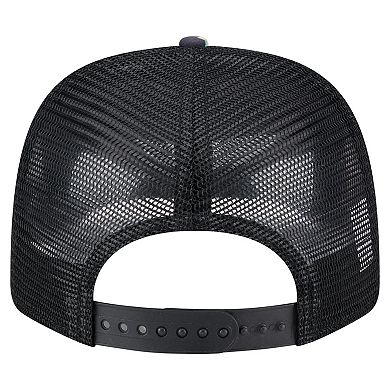 Men's New Era Navy/Black Los Angeles Chargers Adventure Drinks Pattern 9SEVENTY Stretch-Snap Hat