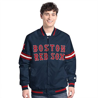 Men's Starter Navy Boston Red Sox Scout Full-Snap Varsity Jacket