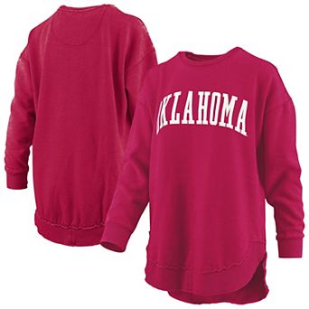 Women's Pressbox Crimson Oklahoma Sooners Melange Poncho Vintage Fleece Long Sleeve Pullover Sweatshirt