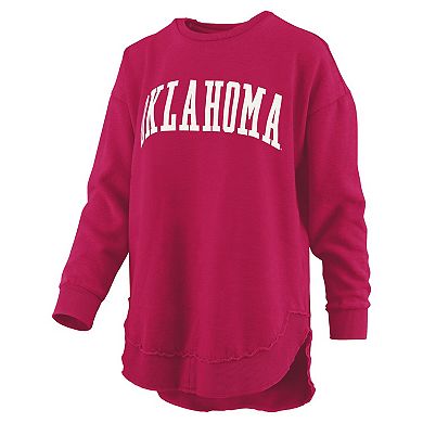 Women's Pressbox Crimson Oklahoma Sooners Melange Poncho Vintage Fleece Long Sleeve Pullover Sweatshirt