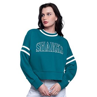 Women's Starter Teal San Jose Sharks Power Play Cropped Pullover Sweatshirt