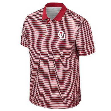 Men's Colosseum Crimson Oklahoma Sooners Striped Polo
