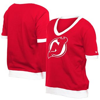 Women's New Era Red New Jersey Devils Game Day Rhinestuds T-Shirt