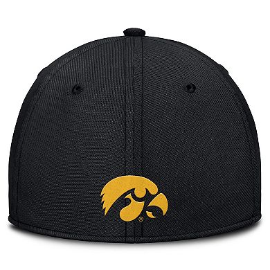 Men's Nike Black Iowa Hawkeyes 2025 Dugout Coaches Rise Swoosh Performance Flex Hat