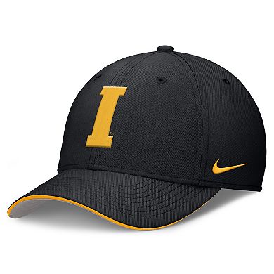 Men's Nike Black Iowa Hawkeyes 2025 Dugout Coaches Rise Swoosh Performance Flex Hat