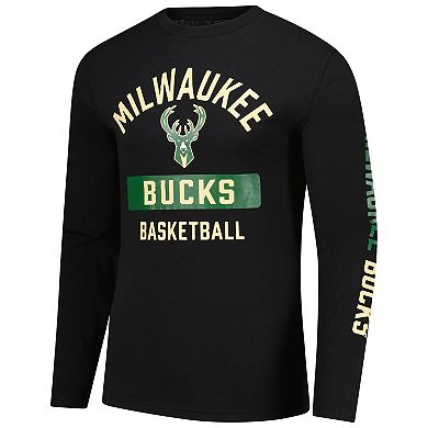 Men's Fanatics Black Milwaukee Bucks Long Sleeve T-Shirt