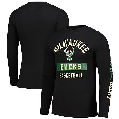 Men's Fanatics Black Milwaukee Bucks Long Sleeve T-Shirt