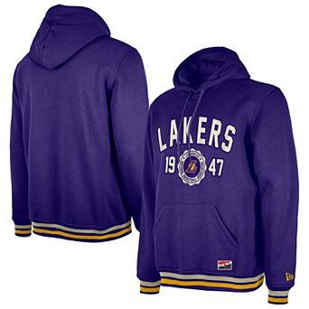 Men's New Era Purple Los Angeles Lakers Throwback Vintage Pullover Hoodie