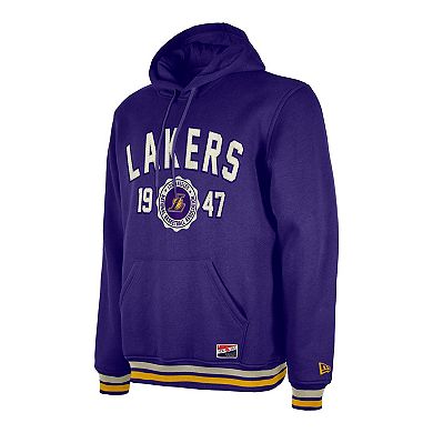 Men's New Era Purple Los Angeles Lakers Throwback Vintage Pullover Hoodie