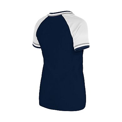 Women's New Era Navy Chicago Cubs Gameday Raglan V-Neck T-Shirt
