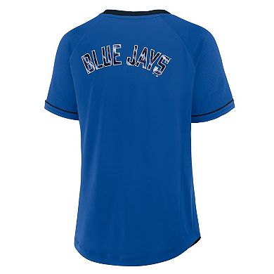 Women's Fanatics Royal Toronto Blue Jays League Diva Star Raglan V-Neck T-Shirt