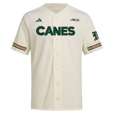 Men's�adidas Cream Miami Hurricanes Replica Baseball Jersey