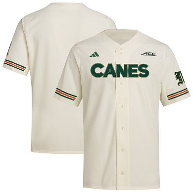 Men's�adidas Cream Miami Hurricanes Replica Baseball Jersey