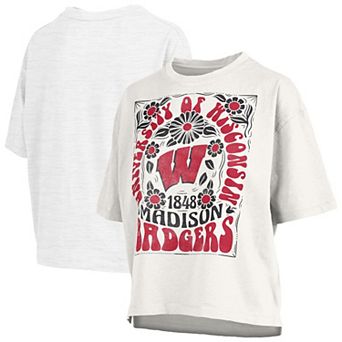 Women's Pressbox White Wisconsin Badgers Harmony Oversized T-Shirt