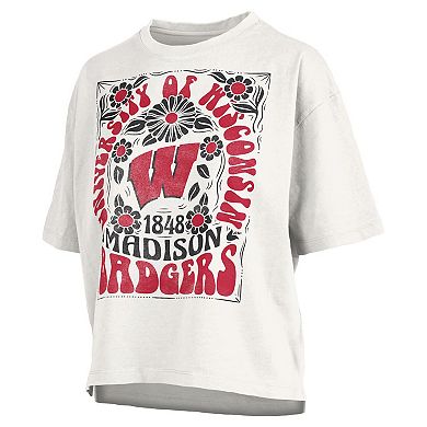 Women's Pressbox White Wisconsin Badgers Harmony Oversized Slub T-Shirt