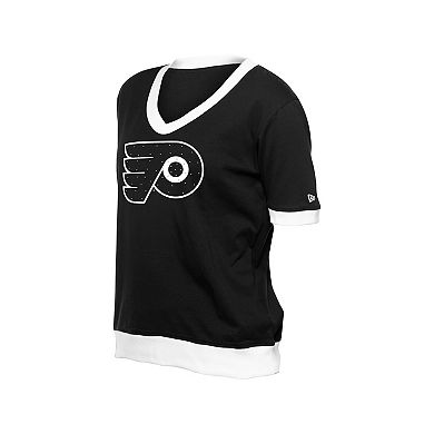 Women's New Era Black Philadelphia Flyers Game Day Rhinestuds T-Shirt