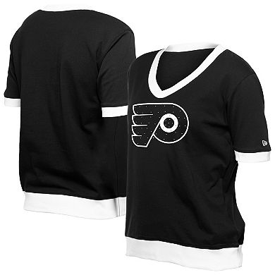 Women's New Era Black Philadelphia Flyers Game Day Rhinestuds T-Shirt