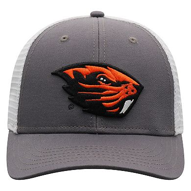 Men's Top of the World Gray/White Oregon State Beavers Victory Baseline Trucker Adjustable Hat
