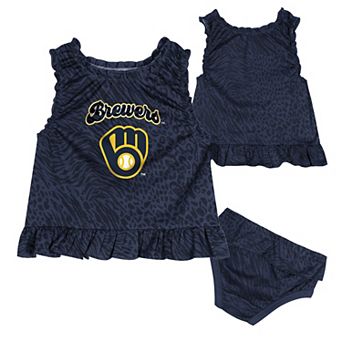 Infant Navy Milwaukee Brewers Playground Dress & Bloomers Set