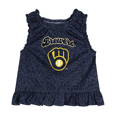 Infant Navy Milwaukee Brewers Playground Dress & Bloomers Set