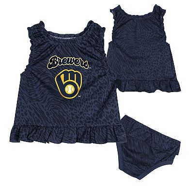 Infant Navy Milwaukee Brewers Playground Dress & Bloomers Set