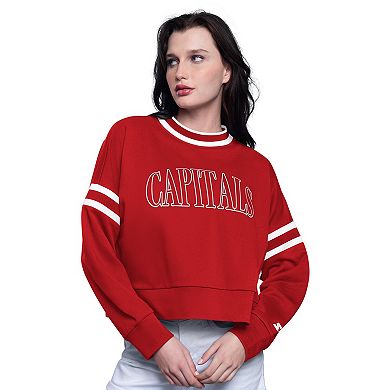 Women's Starter Red Washington Capitals Power Play Cropped Pullover Sweatshirt