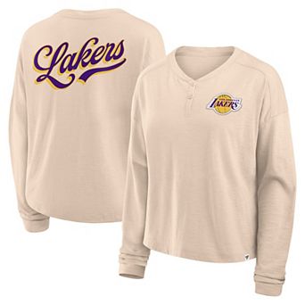 Women's Fanatics Natural Los Angeles Lakers Boxed Out Drop Fashion Long Sleeve T-Shirt