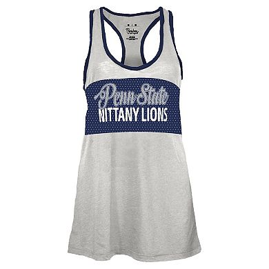 Women's Pressbox White/Navy Penn State Nittany Lions Tracy Racerback Tank Top